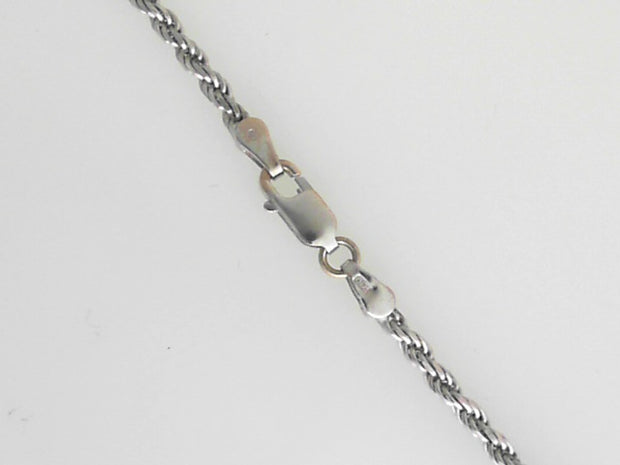 18""  14 kt White Gold Rope Chain 2.2.mm wide Lobster Clasp