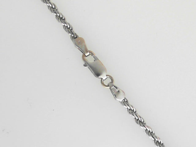 18""  14 kt White Gold Rope Chain 2.2.mm wide Lobster Clasp