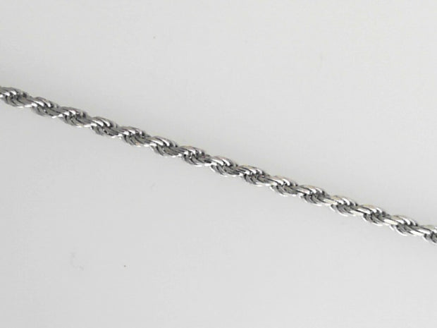 18""  14 kt White Gold Rope Chain 2.2.mm wide Lobster Clasp
