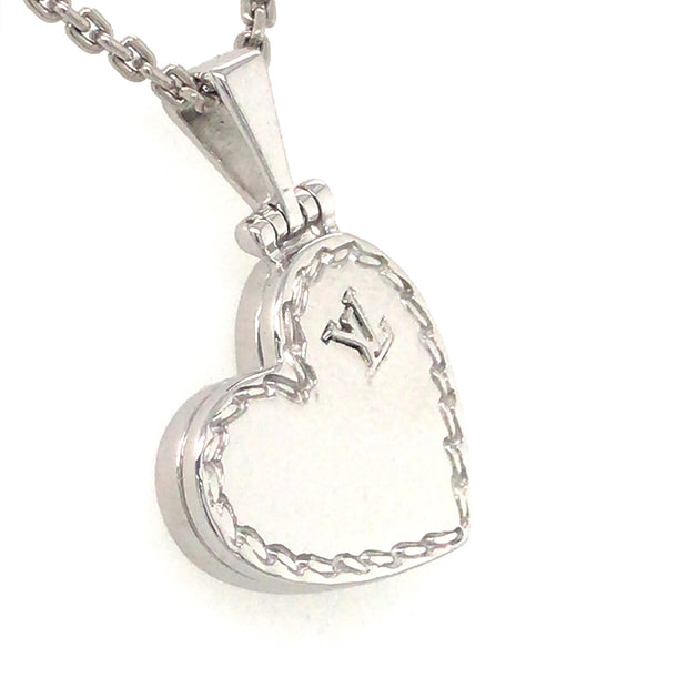 18k WHite Gold Louis Vuitton Heart Locket