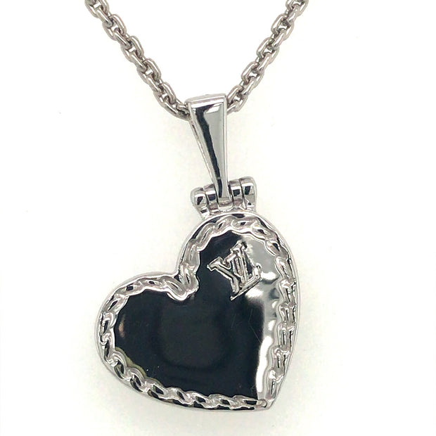 18k WHite Gold Louis Vuitton Heart Locket