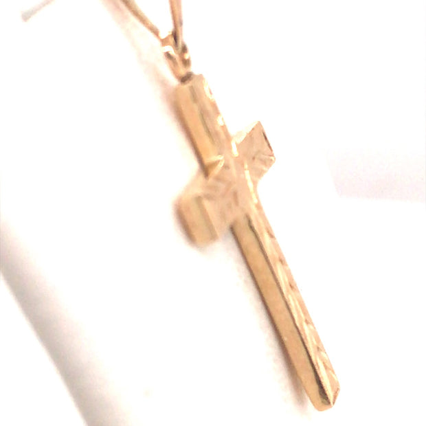 14KYellow Gold Diamond Cut Cross