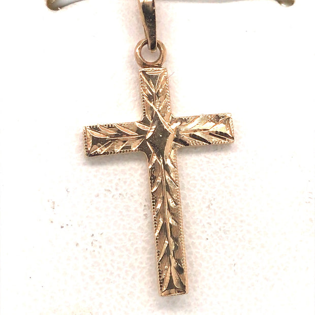 14KYellow Gold Diamond Cut Cross