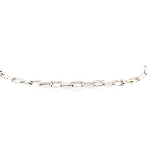 14K White Gold Paperclip Link Bracelet