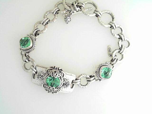 Green Lab Sapphire Bracelet in Sterling Silver size 6.75-7.75