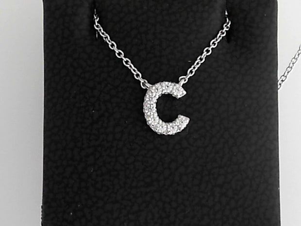 Simulated Diamond Pendant ""C""