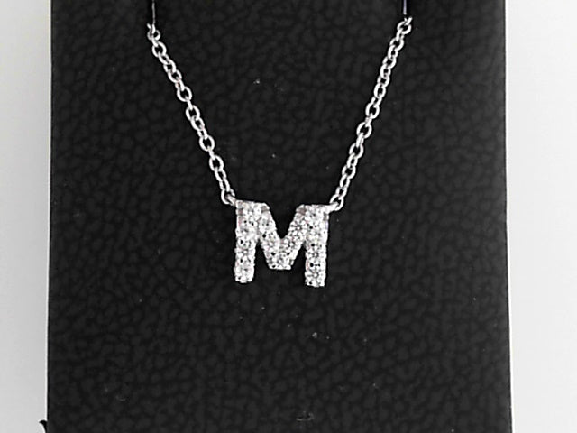 Simulated Diamond Pendant ""M""