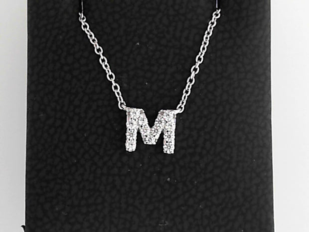Simulated Diamond Pendant ""M""