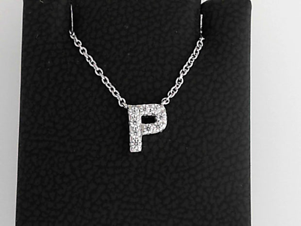 Simulated Diamond Pendant ""P""