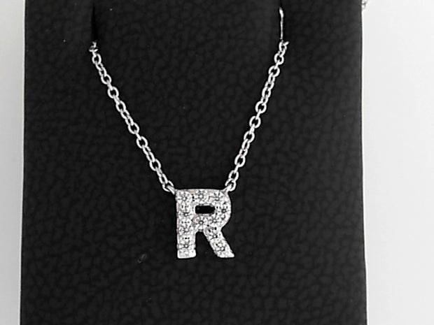 Simulated Diamond Pendant ""R""