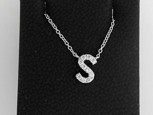 Simulated Diamond Pendant ""S""