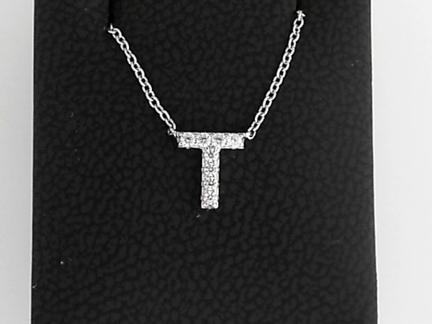 Simulated Diamond Pendant ""T""