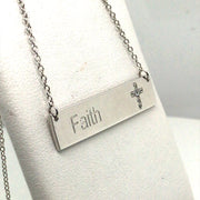 Simulated Diamond Faith Bar Necklace