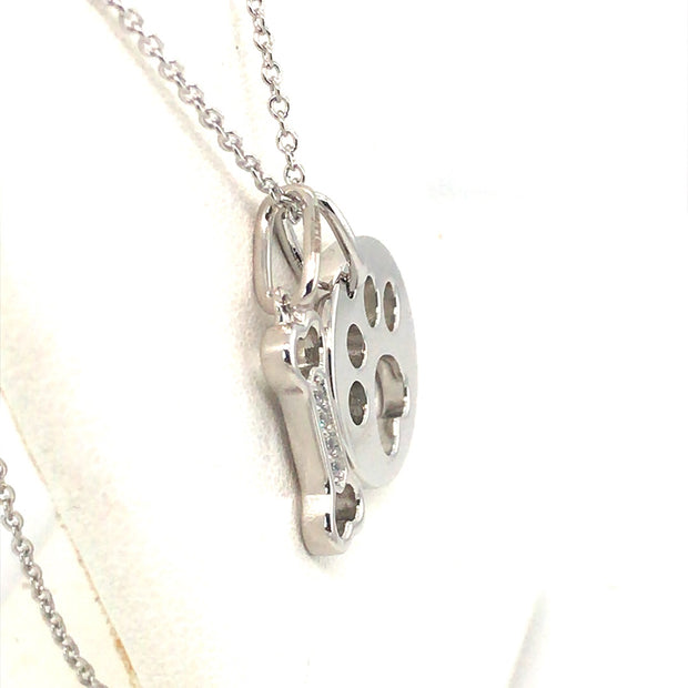 Simulated Diamond Dog Bone and Paw Print Pendant