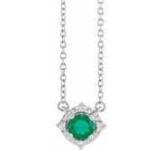 Sterling Silver Lab Emerald Necklace