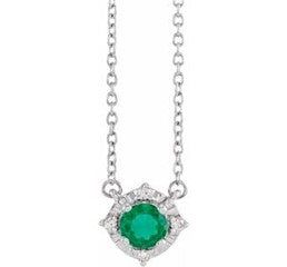 Sterling Silver Lab Emerald Necklace