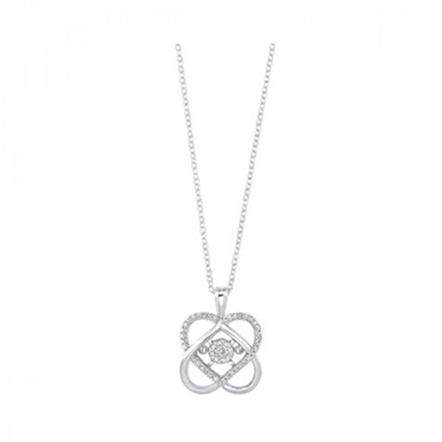 Sterling Silver and Diamond Double Heart Necklace