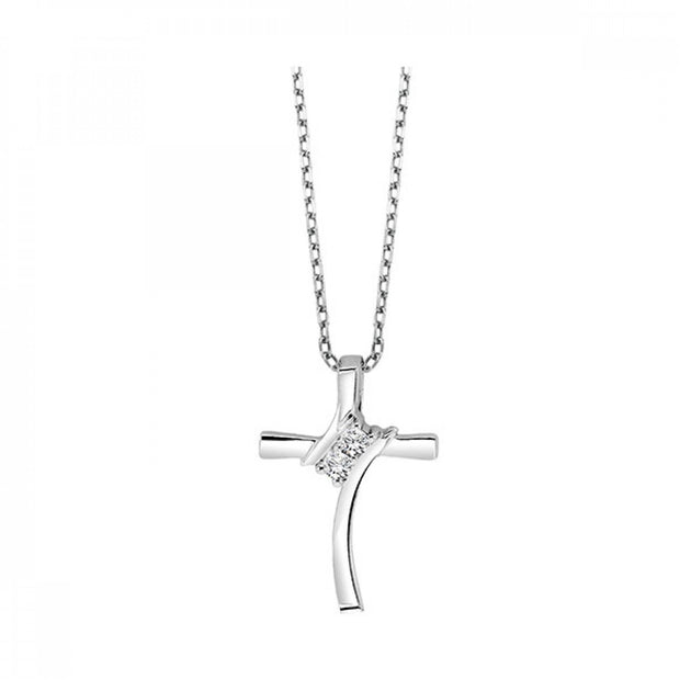 Sterling Silver Diamond Cross Necklace