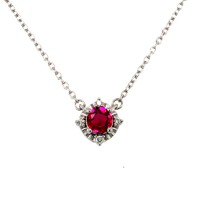 Sterling Silver Lab Grown Ruby Pendant