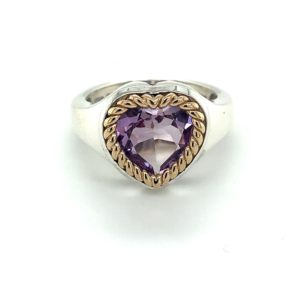 Sterling Silver Amethyst Heart Ring