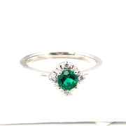 Sterling Silver Lab Emerald Ring