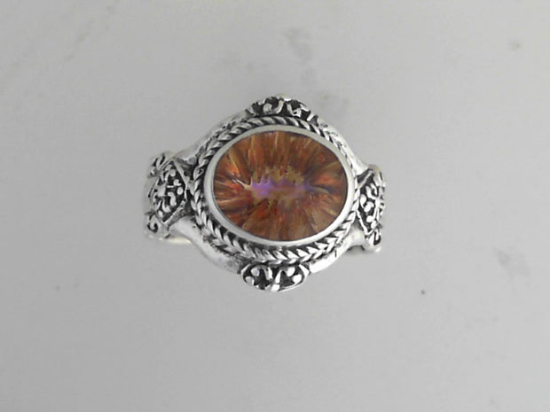 White Sterling Silver Mystic Quartz Sz8