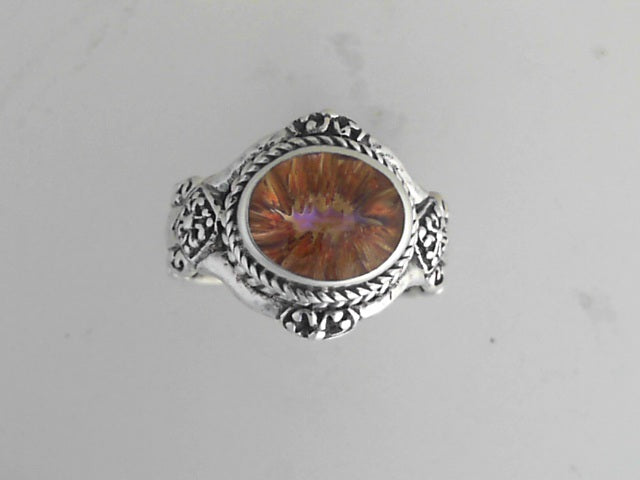 White Sterling Silver Mystic Quartz Sz8