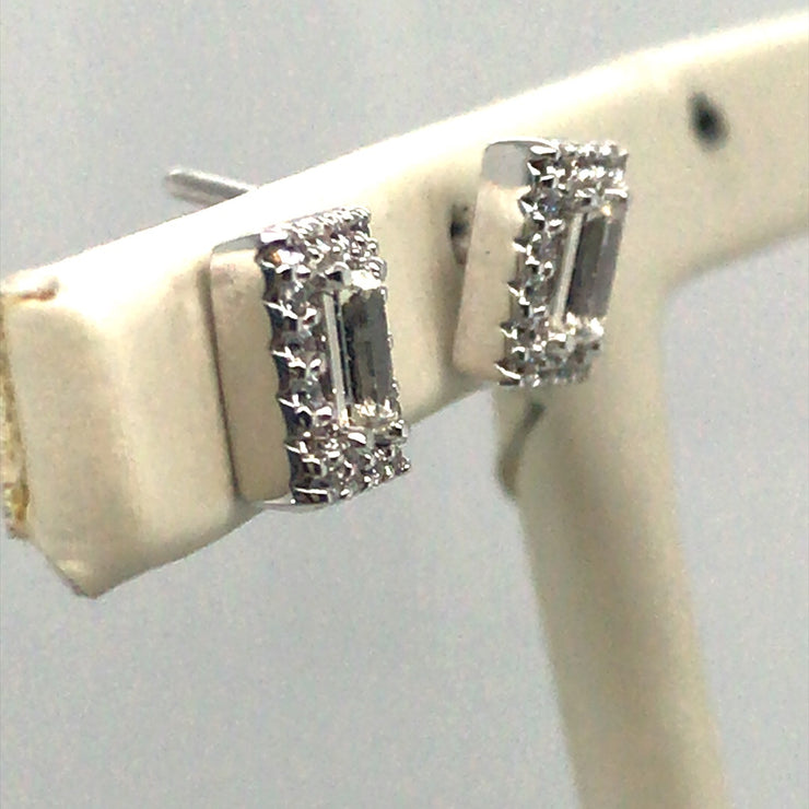 Simulated Diamond Halo Earrings