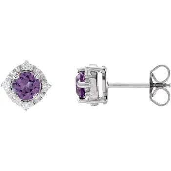 Sterling Silver Amethyst Stud Earrings