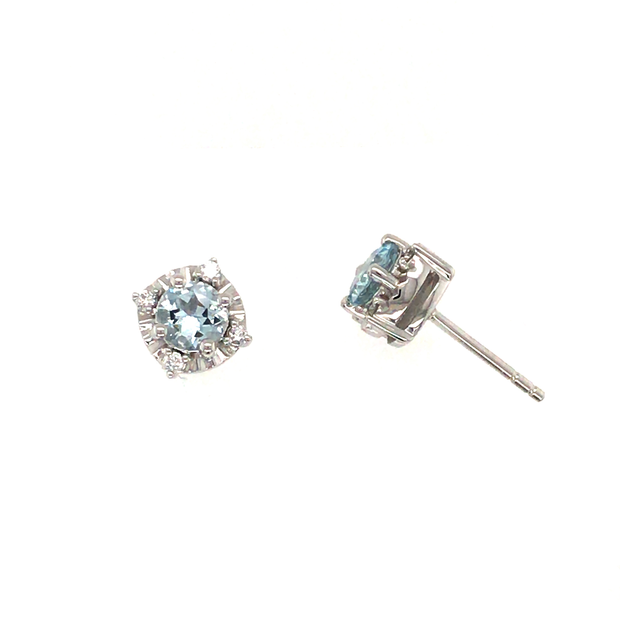 Sterling Silver Aquamarine Stud Earrings