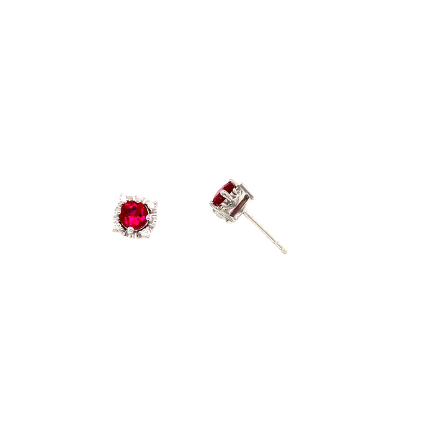 Sterling Silver Lab Ruby Earrings