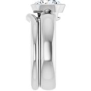 14K White 8 mm Round Engagement Ring Mounting