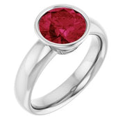 14K White 8 mm Round Engagement Ring Mounting