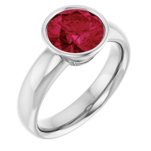 14K White 8 mm Round Engagement Ring Mounting