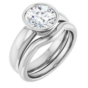 14K White 8 mm Round Engagement Ring Mounting