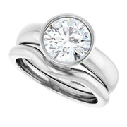 14K White 8 mm Round Engagement Ring Mounting