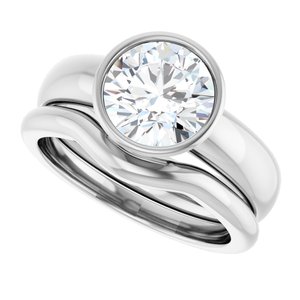 14K White 8 mm Round Engagement Ring Mounting