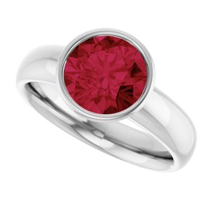 14K White 8 mm Round Engagement Ring Mounting