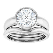 14K White 8 mm Round Engagement Ring Mounting