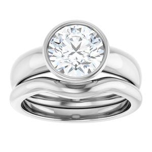 14K White 8 mm Round Engagement Ring Mounting
