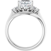 Platinum  7 mm Square Engagement Ring Mounting