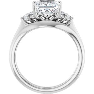 Platinum  7 mm Square Engagement Ring Mounting