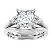 Platinum  7 mm Square Engagement Ring Mounting