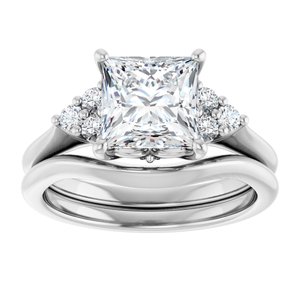 Platinum  7 mm Square Engagement Ring Mounting