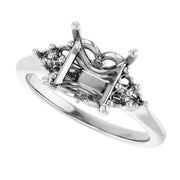 Platinum  7 mm Square Engagement Ring Mounting