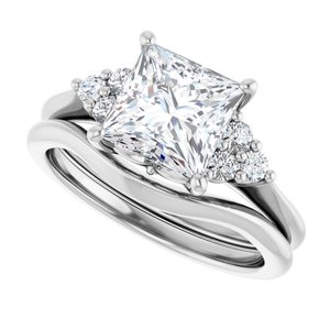 Platinum  7 mm Square Engagement Ring Mounting