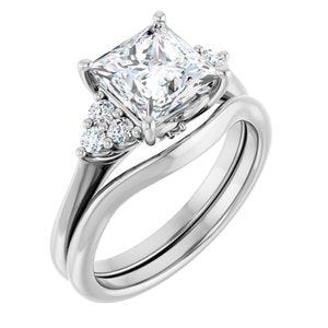 Platinum  7 mm Square Engagement Ring Mounting
