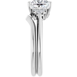 Platinum  7 mm Square Engagement Ring Mounting