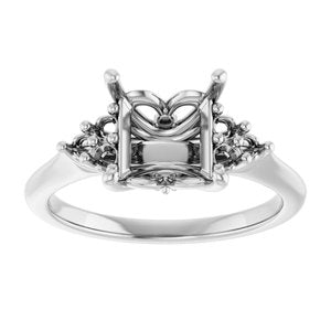 Platinum  7 mm Square Engagement Ring Mounting