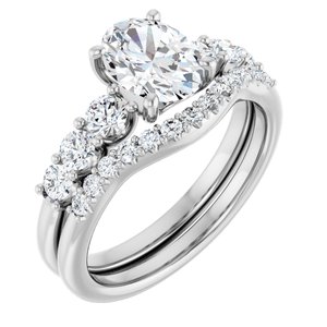 Platinum  8x6 mm Oval Engagement Ring Mounting